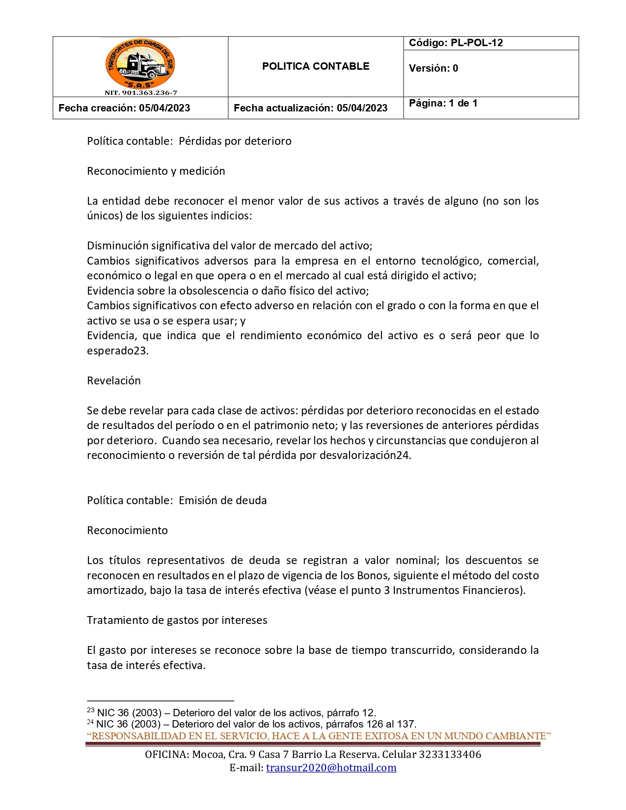 Política Contable 10