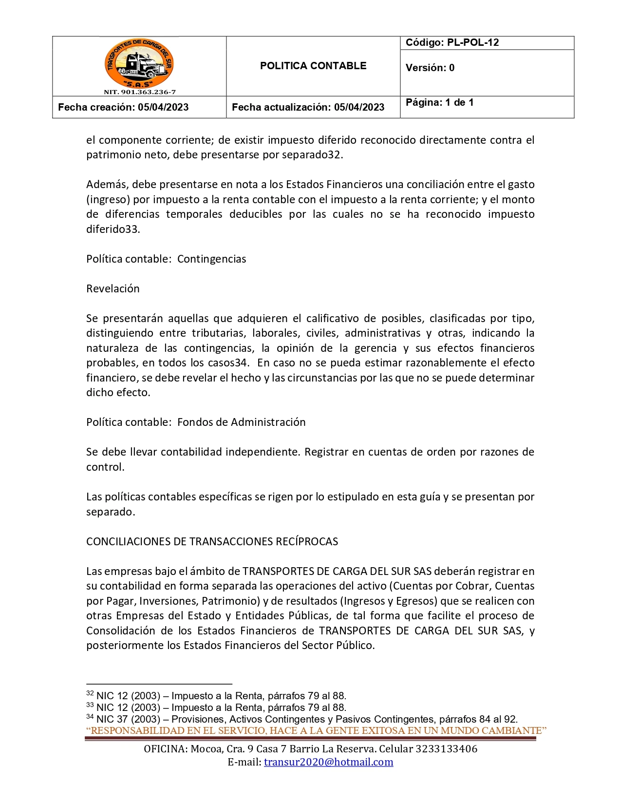 Política Contable 15