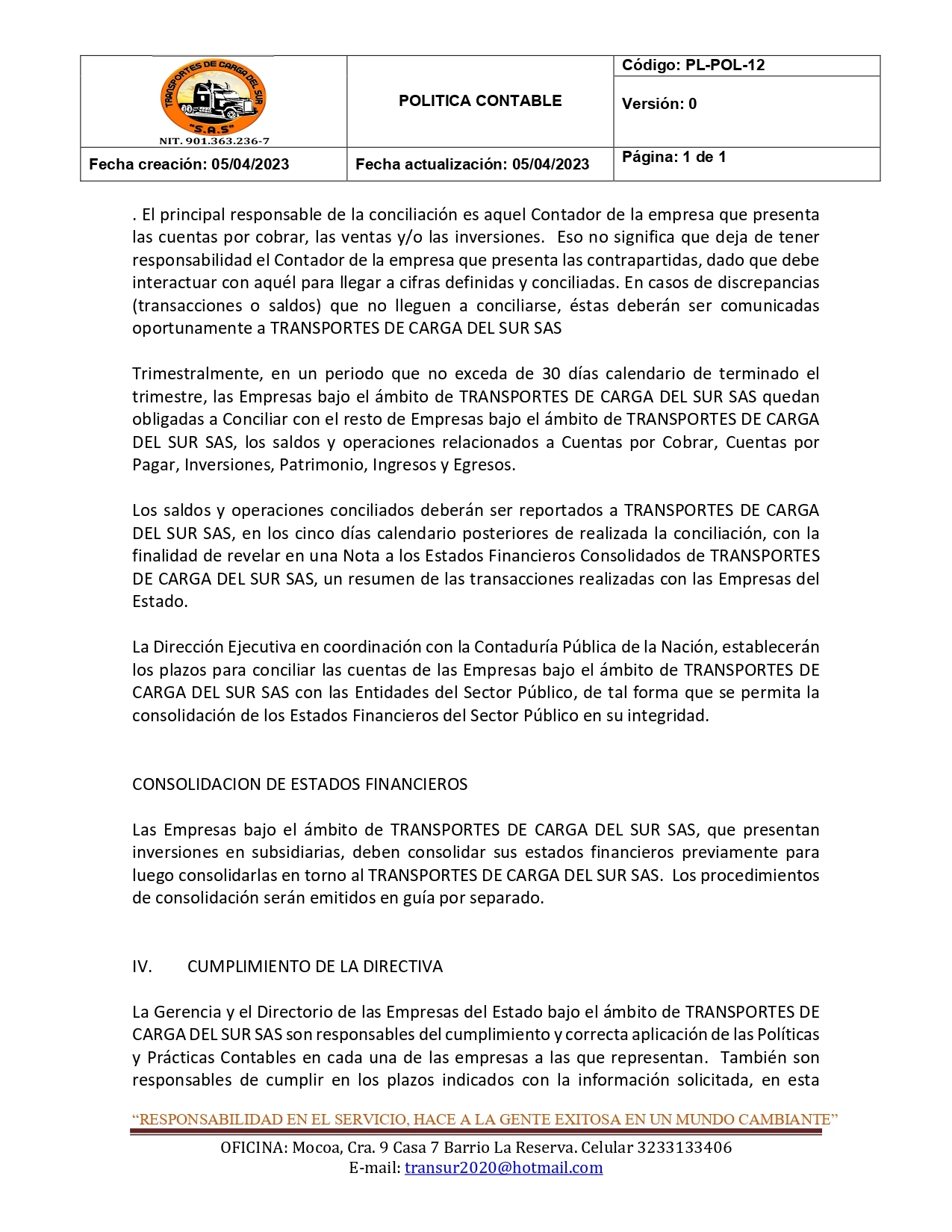 Política Contable 16