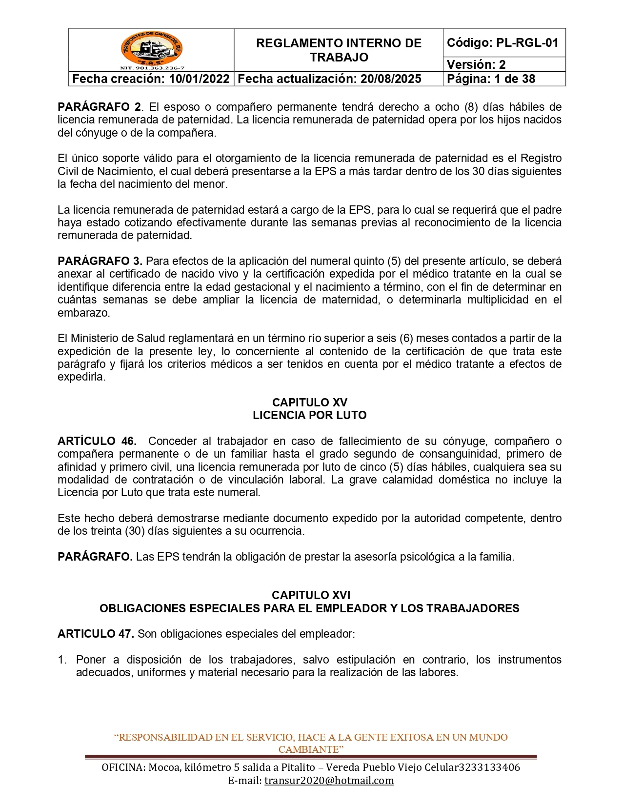 Reglamento Interno 20